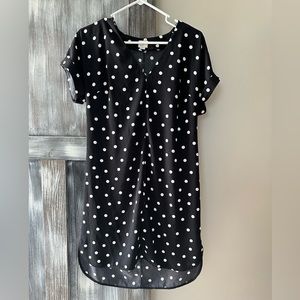 A New Day Black White Polka Dot Shirt Dress